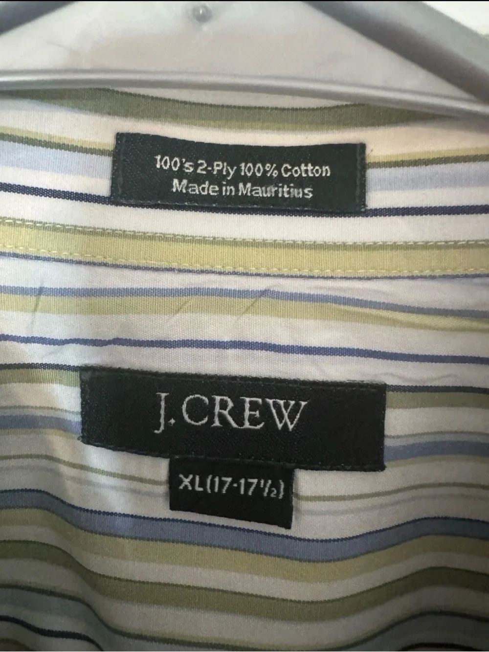 J. Crew Men's Multi-Stripe Button-Down Shirt in White, Light Blue & Light Green
